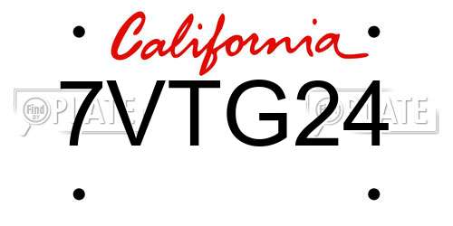7VTG24 California License Plate