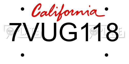 7VUG118 California License Plate