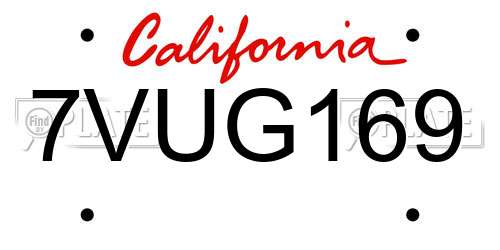 7VUG169 California License Plate