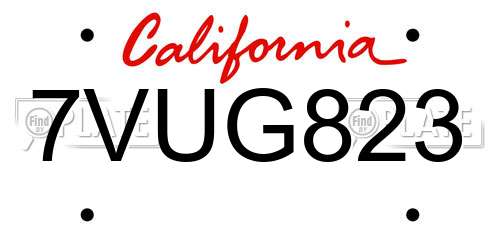 7VUG823 California License Plate