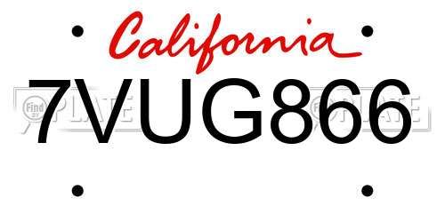 7VUG866 California License Plate