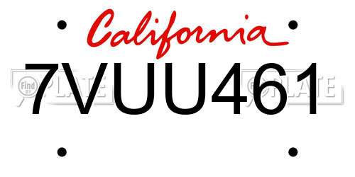 7VUU461 California License Plate