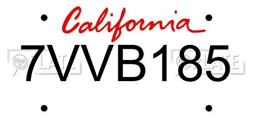 7VVB185 California License Plate
