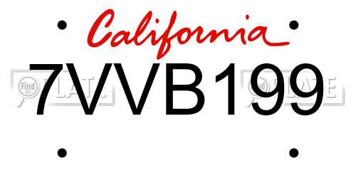 7VVB199 California License Plate