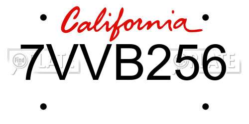 7VVB256 California License Plate