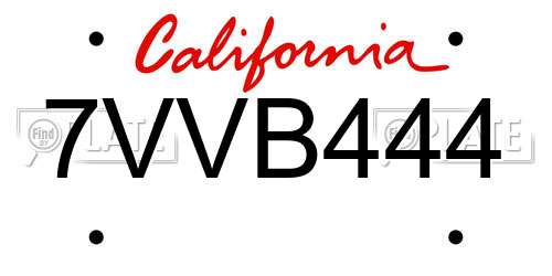 7VVB444 California License Plate