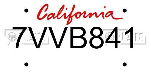 7VVB841 California License Plate
