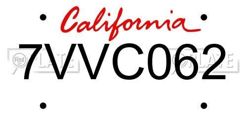7VVC062 California License Plate