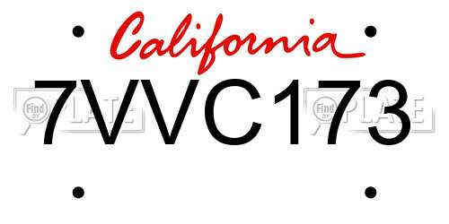 7VVC173 California License Plate
