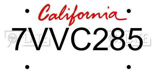 7VVC285 California License Plate