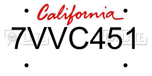 7VVC451 California License Plate