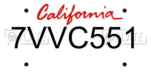 7VVC551 California License Plate