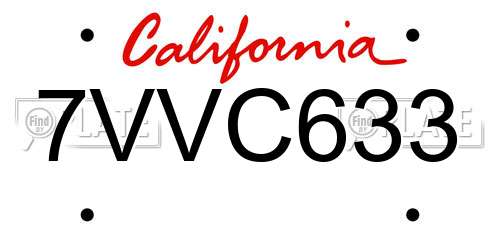 7VVC633 California License Plate