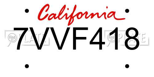 7VVF418 California License Plate