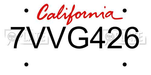 7VVG426 California License Plate