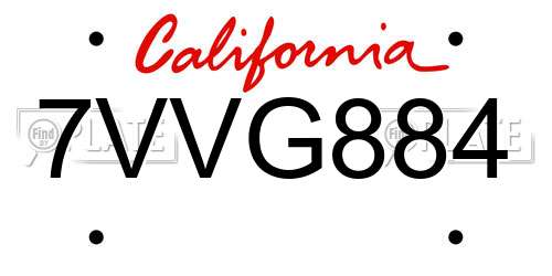 7VVG884 California License Plate