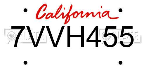 7VVH455 California License Plate