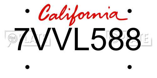 7VVL588 California License Plate