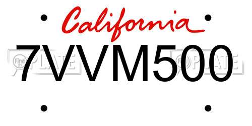 7VVM500 California License Plate