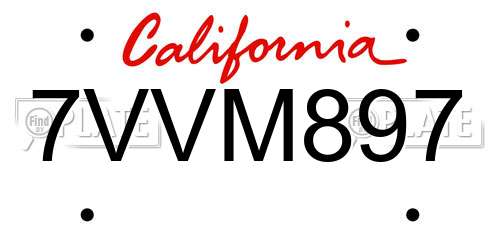 7VVM897 California License Plate