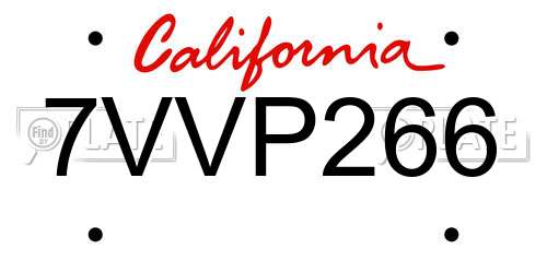 7VVP266 California License Plate