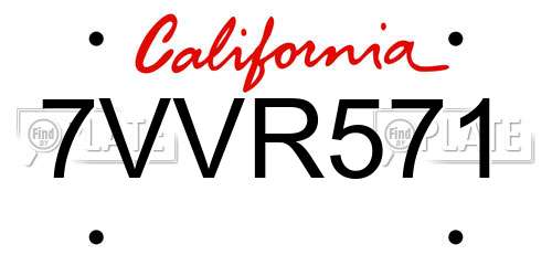 7VVR571 California License Plate