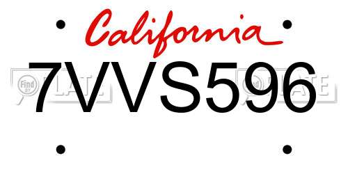 7VVS596 California License Plate