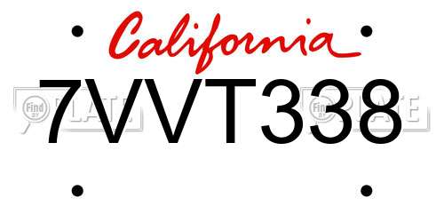 7VVT338 California License Plate