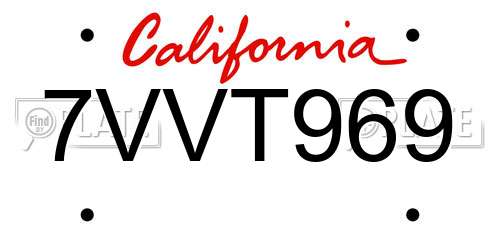 7VVT969 California License Plate