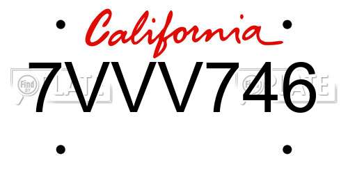 7VVV746 California License Plate