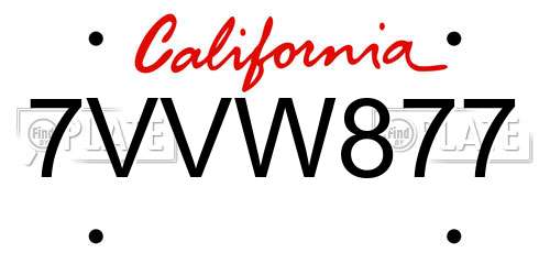 7VVW877 California License Plate