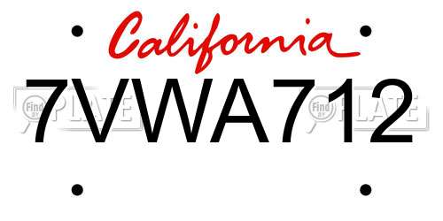7VWA712 California License Plate