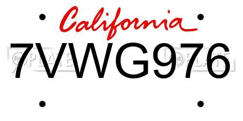 7VWG976 California License Plate
