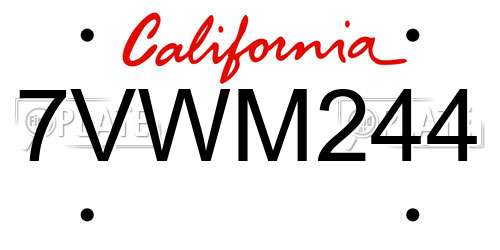 7VWM244 California License Plate