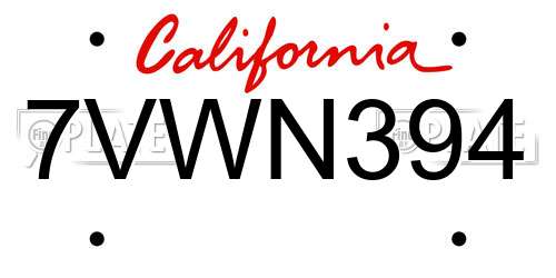7VWN394 California License Plate