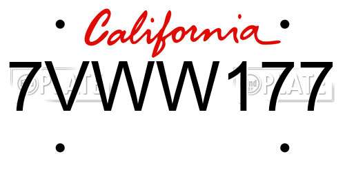 7VWW177 California License Plate