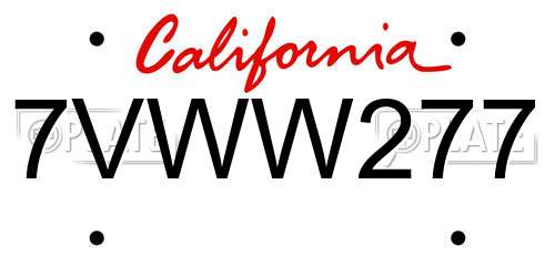 7VWW277 California License Plate