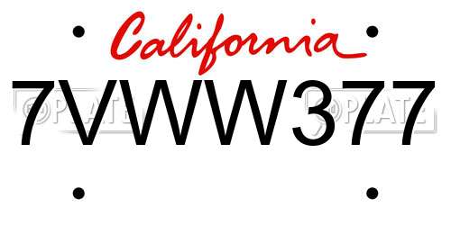 7VWW377 California License Plate