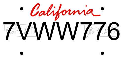 7VWW776 California License Plate