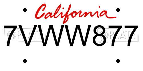 7VWW877 California License Plate