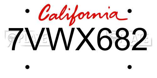 7VWX682 California License Plate