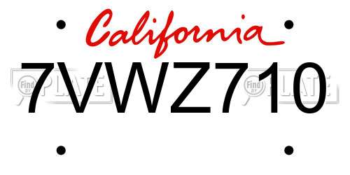 7VWZ710 California License Plate