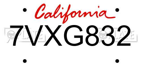 7VXG832 California License Plate