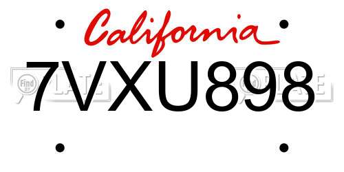 7VXU898 California License Plate