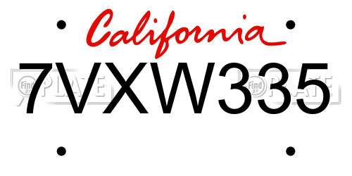 7VXW335 California License Plate