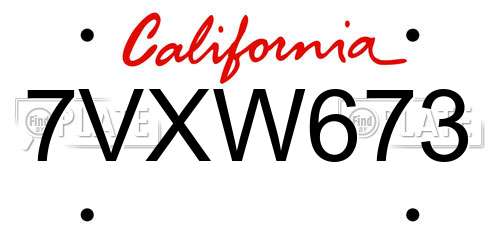7VXW673 California License Plate