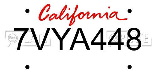 7VYA448 California License Plate