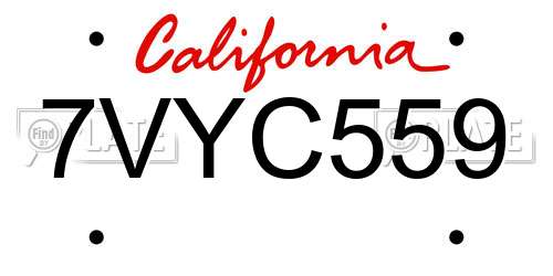 7VYC559 California License Plate