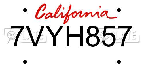 7VYH857 California License Plate