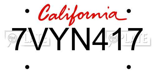 7VYN417 California License Plate